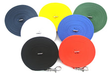 Load image into Gallery viewer, Dog Training Lead 5ft - 100ft Long Strong Tracking Leash Recall Line In 7 Colours 25mm Webbing