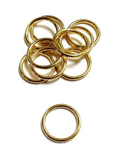 Load image into Gallery viewer, Welded O-Rings Brass Plated 12mm - 38mm x10 For Webbing Bags Straps Leads
