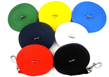 Load image into Gallery viewer, Dog Training Lead 5ft - 100ft Long Strong Tracking Leash Recall Line In 7 Colours 25mm Webbing