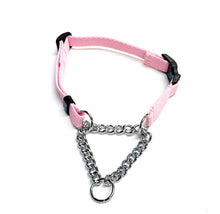Load image into Gallery viewer, Half Check Chain Dog Collar Adjustable 13mm Wide Webbing 2 Sizes 19 Colours