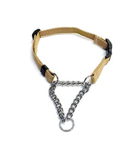 Load image into Gallery viewer, Half Check Chain Dog Collar Adjustable 13mm Wide Webbing 2 Sizes 19 Colours