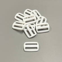Load image into Gallery viewer, 25mm White Plastic 3 Bar Slides Tri Glide For Handles Straps Webbing Bags Crafts