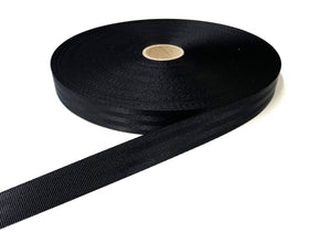 25mm Polyester Seatbelt Webbing 900kg Royal Blue & Black For Straps Handles Bags
