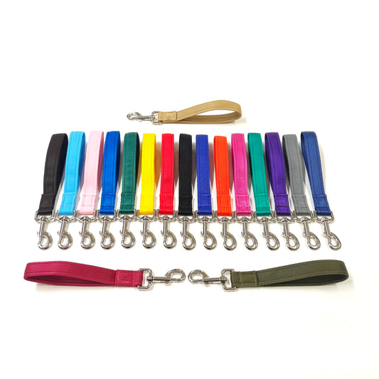 10" Short Close Control Dog Training Lead Leash 25mm Cushion Webbing In 19 Colours