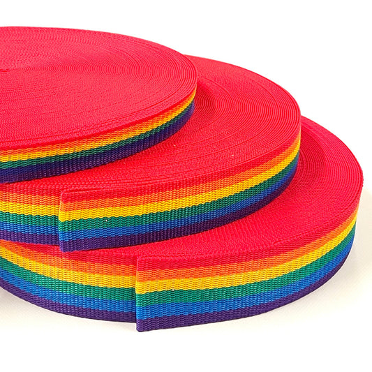 Rainbow Polypropylene Webbing 25mm 38mm 50mm Sewing Bags Straps 1m - 50 Metres