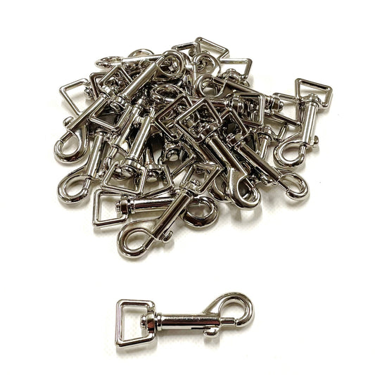 16mm Square Ended Trigger Clips Hooks Nickel Plated For Dog Leads Webbing Bags Straps Small Version