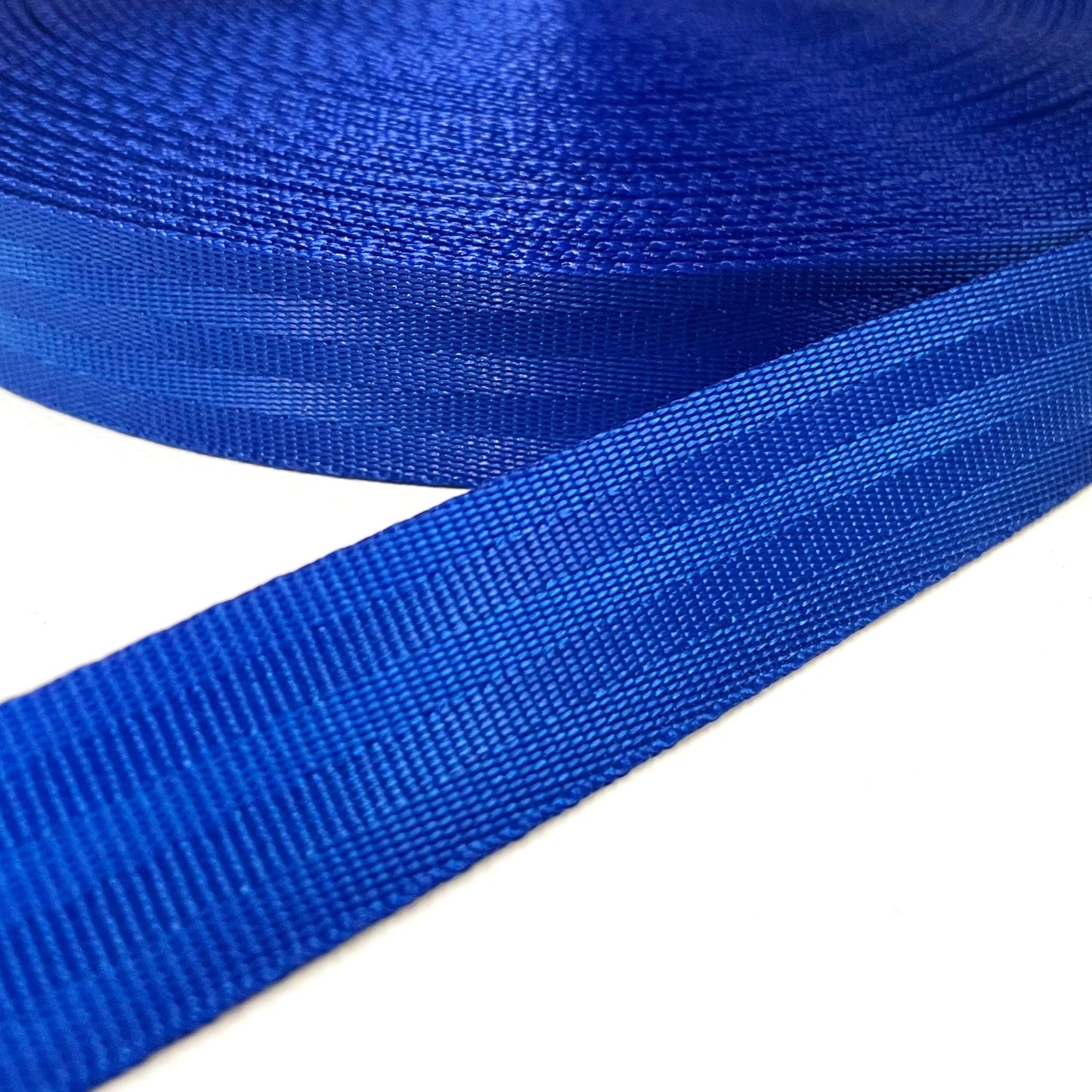 25mm Polyester Seatbelt Webbing 900kg Royal Blue & Black For Straps Handles Bags