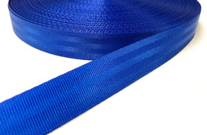 25mm Polyester Seatbelt Webbing 900kg Royal Blue & Black For Straps Handles Bags