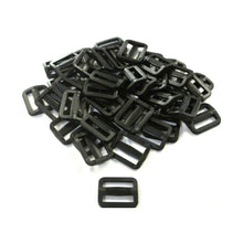 Load image into Gallery viewer, 20mm Black Plastic 3 Bar Slides Triglides For Handles Straps Webbing Bags Crafts