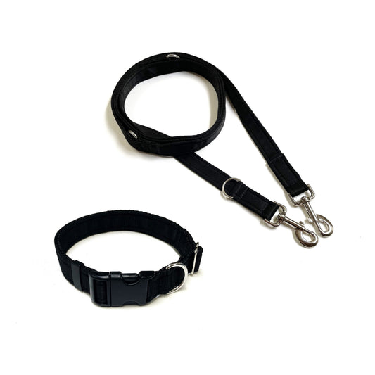 Dog Collar And Police Style Dog Lead Set 20mm Cushion Webbing Medium Collar In Various Lengths And Matching Colours