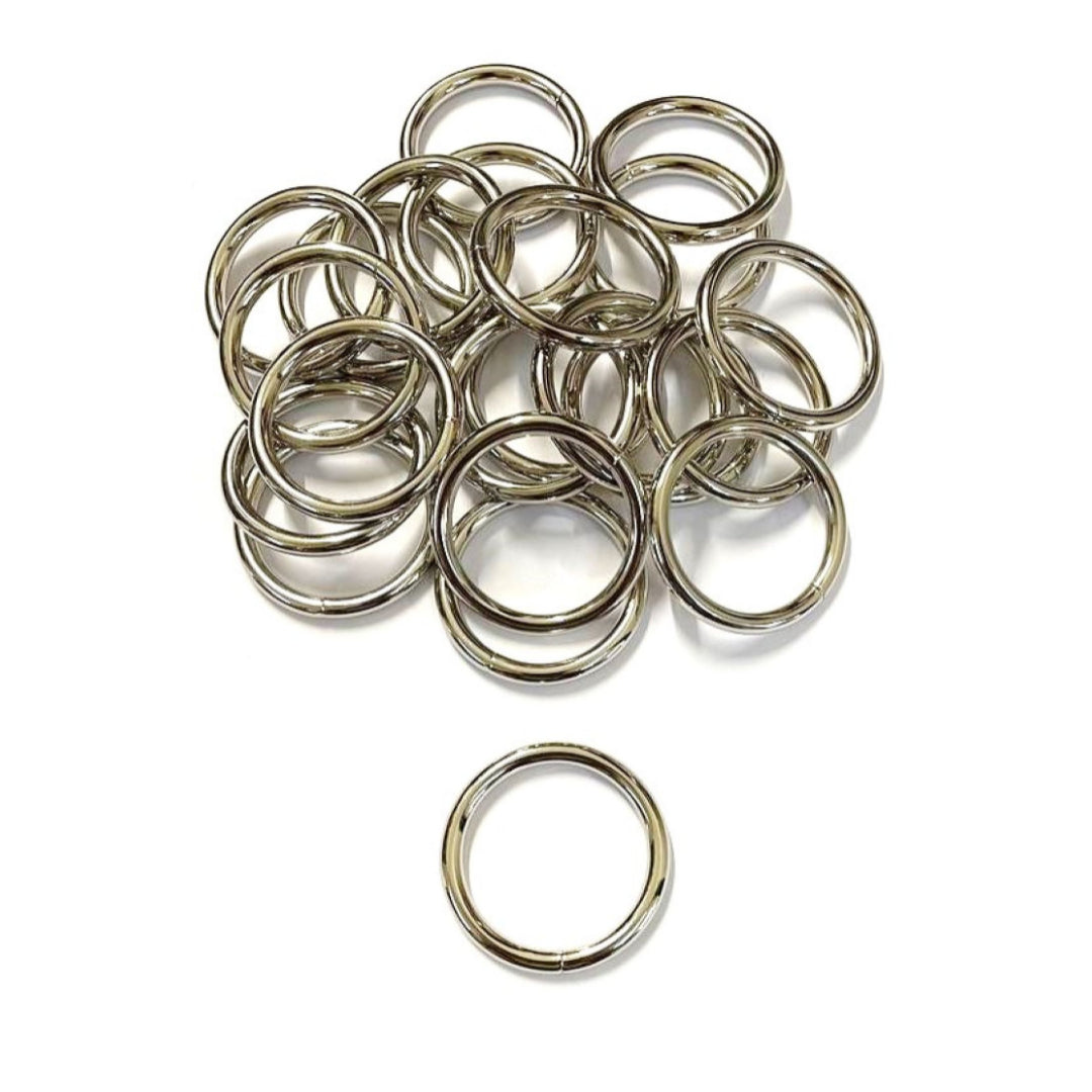 38mm Welded O-Rings Nickel Plated 5mm Thick For Webbing Bags Straps Handles Dog Leads x1 - x100