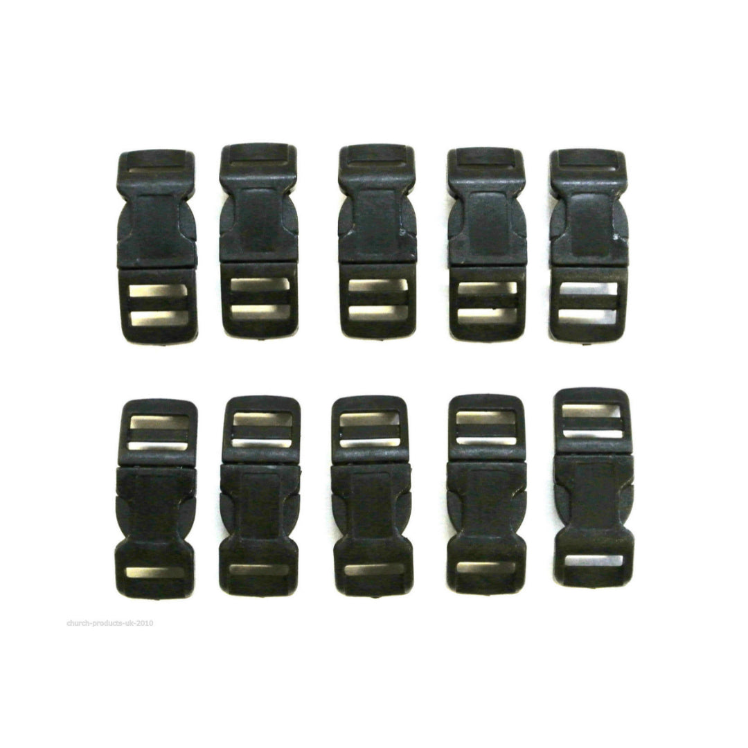 13mm Black Nylon Curved Side-Release Buckles For Collars Straps Bags