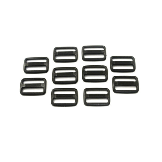 25mm Black Plastic 3 Bar Slides Triglides For Handles Straps Webbing Bags Crafts