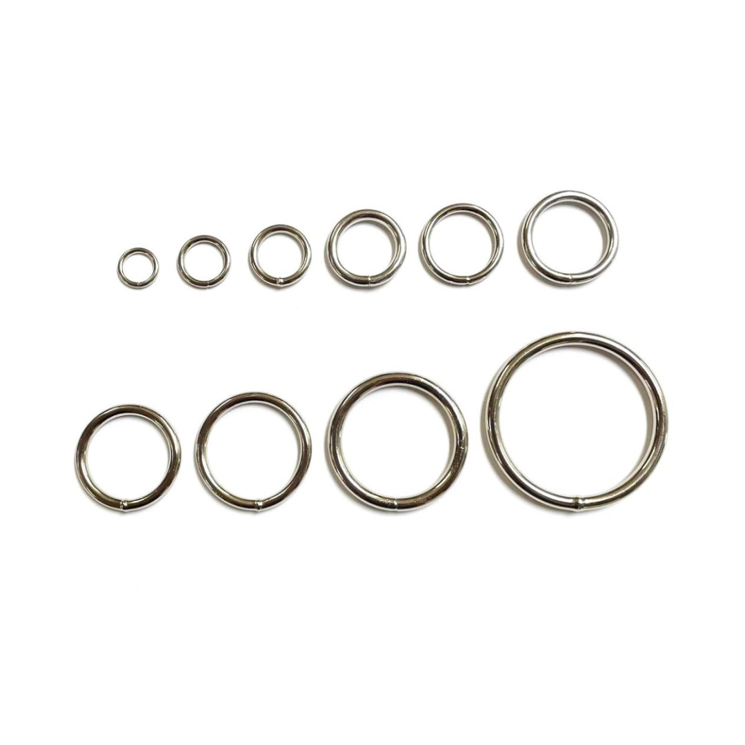 10mm Welded O-Ring Metal Nickel Plated 2mm Thick Circle Rings Webbing Bags Straps