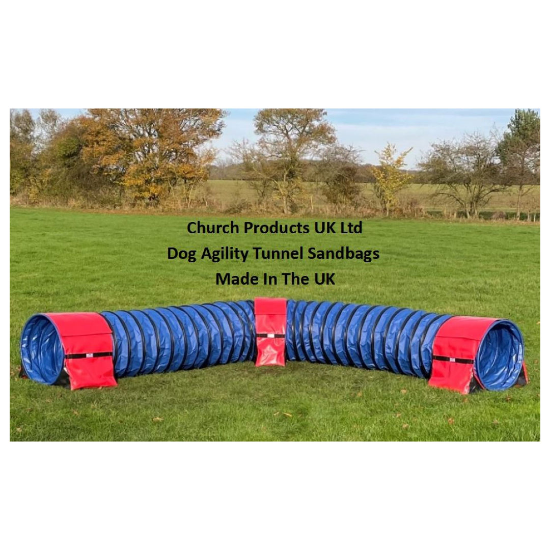 Dog Agility Tunnel Sandbag Adjustable 60cm - 80cm Diameter Tunnels Indoor Outdoor UV PVC Various Colours 300mm Material Width Connects Underneath