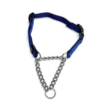 Load image into Gallery viewer, Half Check Chain Dog Collar Adjustable 13mm Wide Webbing 2 Sizes 19 Colours