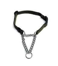 Load image into Gallery viewer, Half Check Chain Dog Collar Adjustable 13mm Wide Webbing 2 Sizes 18 Colours