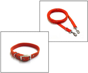 Dog Collar And Police Style Dog Lead Set 20mm Air Webbing Small Collar In Various Lengths And Matching Colours