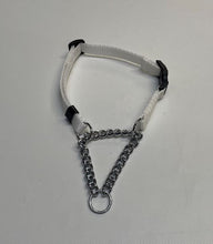 Load image into Gallery viewer, Half Check Chain Dog Collar Adjustable 13mm Wide Webbing 2 Sizes 19 Colours