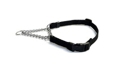 Load image into Gallery viewer, Half Check Chain Dog Collar Adjustable 13mm Wide Webbing 2 Sizes 19 Colours
