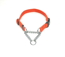 Load image into Gallery viewer, Half Check Chain Dog Collars Small Large 20mm Adjustable With Chrome Plated Chain In Various Colours