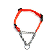 Load image into Gallery viewer, Half Check Chain Dog Collar Adjustable 13mm Wide Webbing 2 Sizes 19 Colours
