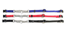 Load image into Gallery viewer, Half Check Chain Dog Collar Adjustable 13mm Wide Webbing 2 Sizes 19 Colours
