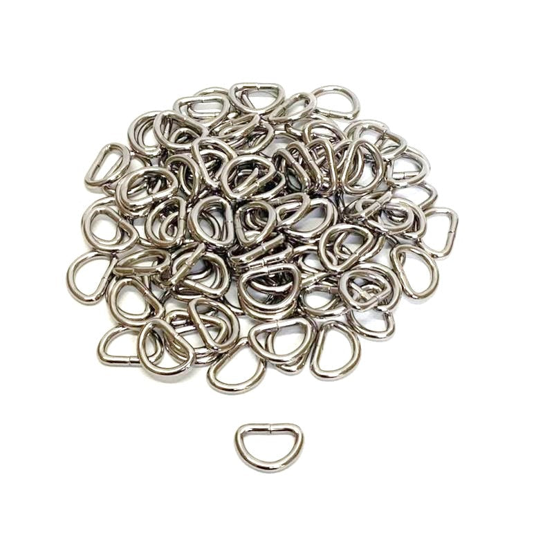 20mm Welded D-Rings 4mm Thick Nickel Plated For Bags Straps Dog Leads Crafts