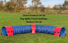 Load image into Gallery viewer, Dog Agility Tunnel Sandbag Adjustable 60cm - 80cm Diameter Tunnels Indoor Outdoor UV PVC Various Colours 490mm Material Width Connects Underneath