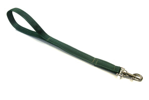 20" Short Close Control Dog Lead 25mm Webbing In Forest Green 