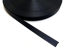 Load image into Gallery viewer, 25mm Wide Polyester Saddle Webbing Heavy Duty In Black For Straps Bags Handles Crafts Etc