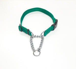 Half Check Chain Dog Collars Small Large 20mm Adjustable With Chrome Plated Chain In Various Colours
