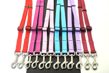 Load image into Gallery viewer, Adjustable 2 way dog lead coupler splitter 20mm webbing in various colours