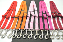 Load image into Gallery viewer, Adjustable 3 way triple dog lead coupler splitter in 20mm webbing in various colours