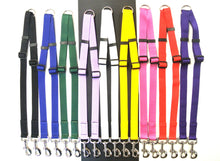 Load image into Gallery viewer, Adjustable 2 way dog lead coupler splitter in 25mm webbing in various colours