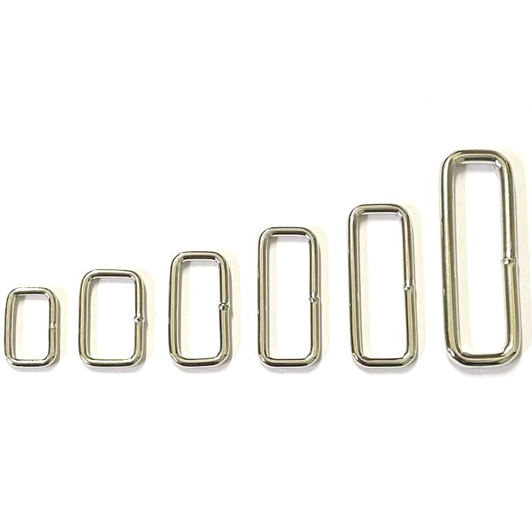 Welded Wire Rectangle Loops Steel Nickel Plated 16mm 20mm 25mm 32mm 38mm 50mm
