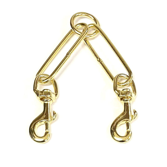 Dog Training 2 Way Hound Coupler Splitter Lead Solid Brass Trigger Clip 20mm