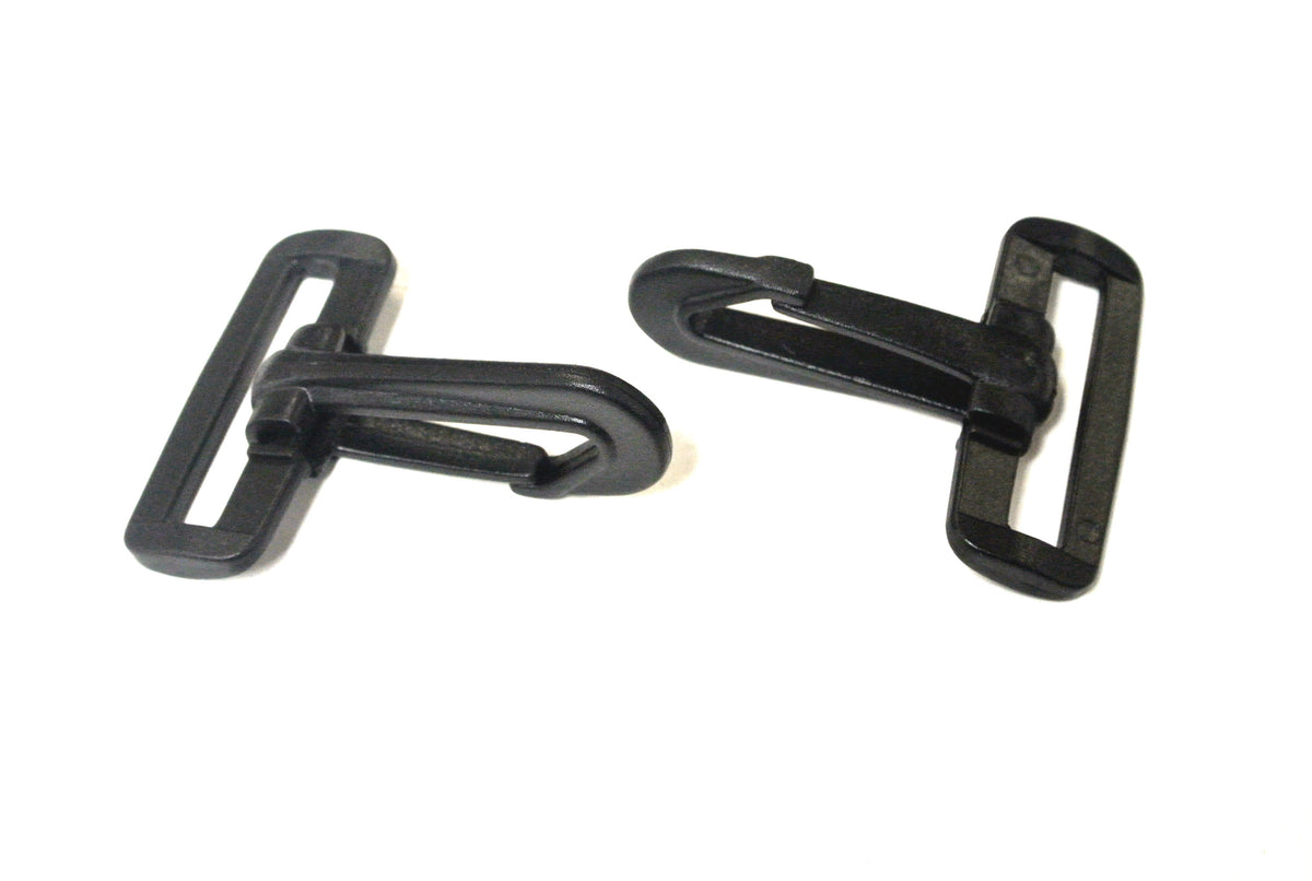 25mm Black Plastic Snap Hooks / Dog Hook webbing x 10 - Webfittings