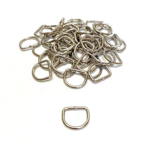 Load image into Gallery viewer, 20mm Welded D-Rings 3mm Thick Nickel Plated For Bags Straps Dog Leads Crafts x10 x25 x50 x100