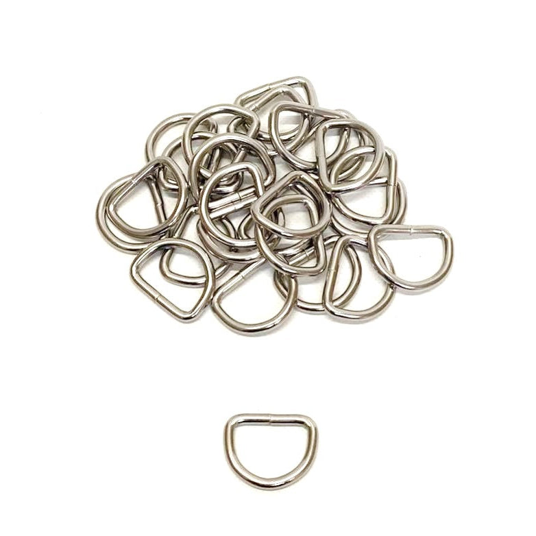 25mm Welded D-Rings 4mm Thick Nickel Plated For Bags Straps Dog Leads Crafts