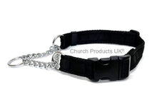 Load image into Gallery viewer, Half Check Chain Dog Collars Adjustable 25mm Wide Cushion Webbing Large X-Large
