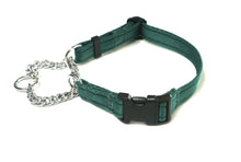 Load image into Gallery viewer, Half Check Chain Dog Collars Adjustabe In Forest Green