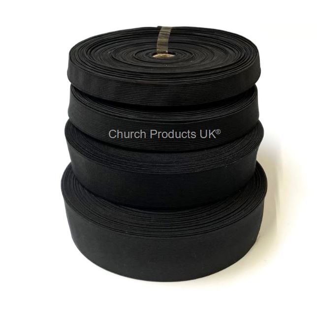 Flat Corded Elastic In Black For Sewing and Crafts In Various Widths a –  Church Products UK®