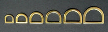 Load image into Gallery viewer, Pressed Solid D-Rings Brass & Nickel Plated x10 in Various Sizes For Webbing Bags Dog Leads & Collars
