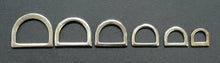 Load image into Gallery viewer, Pressed Solid D-Rings Brass & Nickel Plated x10 in Various Sizes For Webbing Bags Dog Leads & Collars