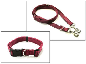 Dog Collar And Police Style Dog Lead Set 25mm Cushion Webbing Medium Collar In Various Lengths And Matching Colours