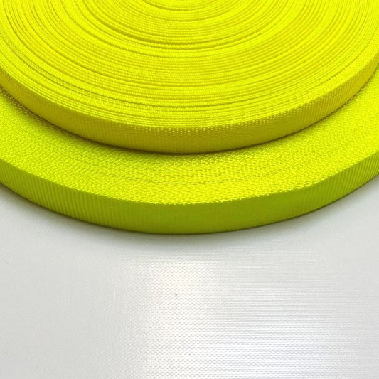 25mm 20mm Polyester Webbing Fluorescent Yellow For Bags Straps And Leads