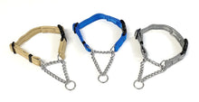 Load image into Gallery viewer, Half Check Chain Dog Collars Small Large 20mm Adjustable With Chrome Plated Chain In Various Colours