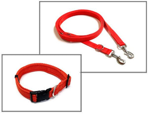 Dog Collar And Police Style Dog Lead Set 20mm Cushion Webbing Large Collar In Various Lengths And Matching Colours
