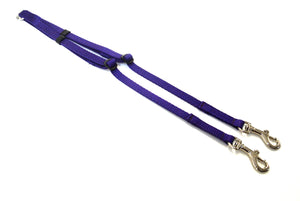 Adjustable 2 way dog lead coupler splitter in purple